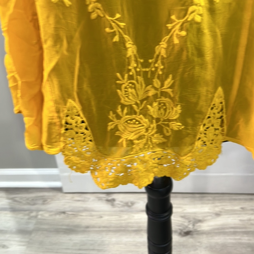 Johnny Was Yellow Embroidered Boho Top - Picture 5 of 10